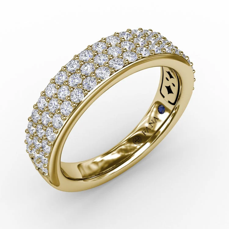 Triple Row Pave Diamond Band