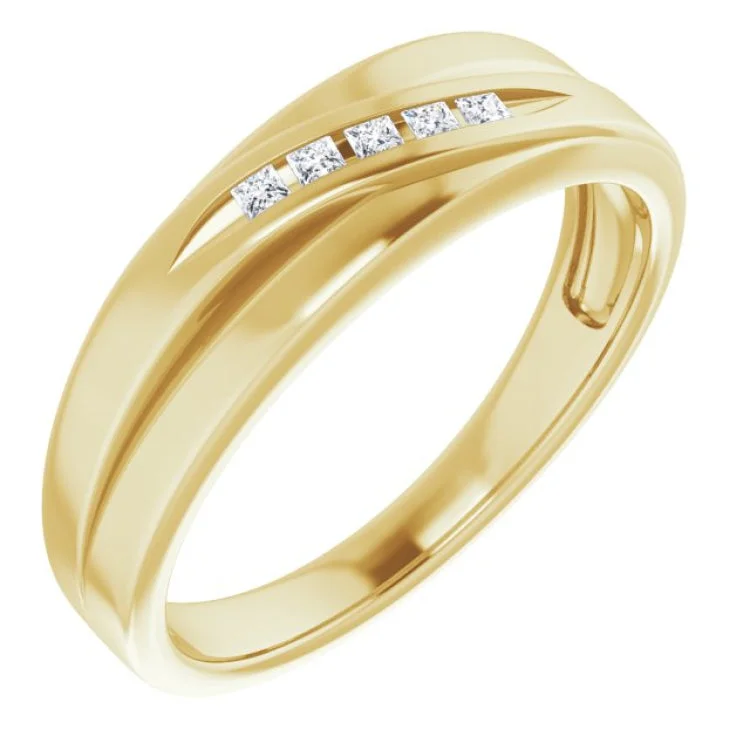 14K Yellow 1.5 x 1.5 mm Square 1/8 CTW Natural Diamond Wedding Band