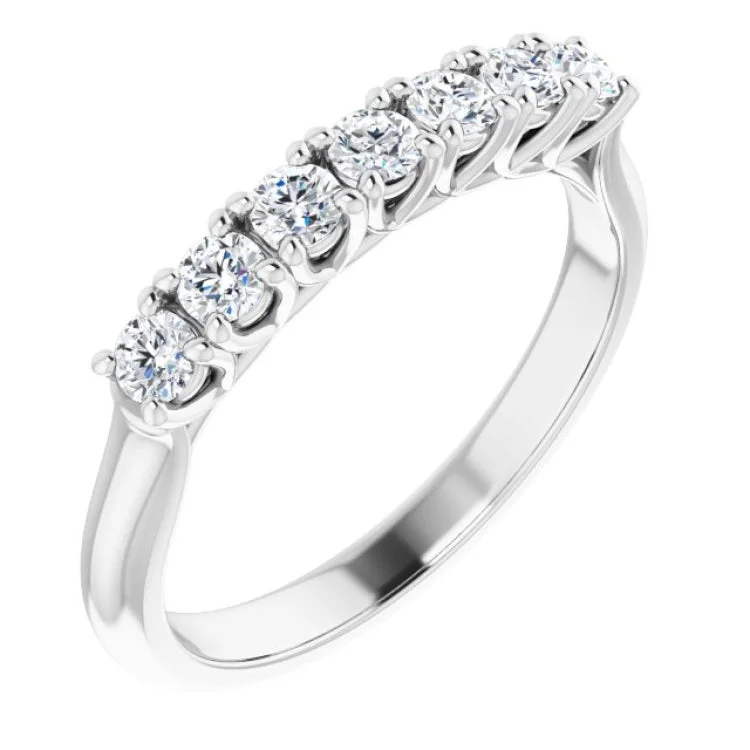 14K White 3/8 CTW Natural Diamond Seven-Stone Anniversary Band