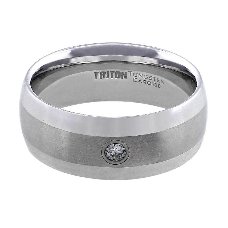 Tungsten Carbide Satin & Polished Diamond Band