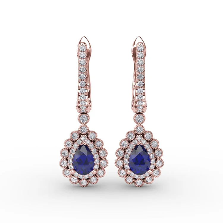 Pear-Shaped Sapphire and Diamond Earrings