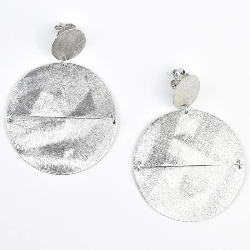 Divided Circle Earrings in Silver Tone