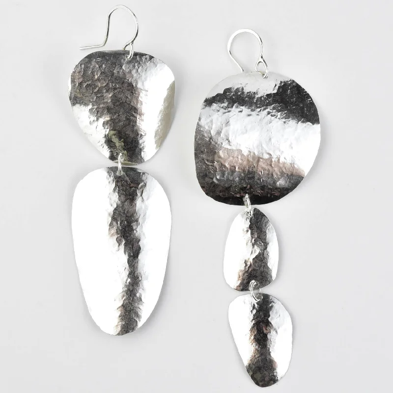 Mismatched Hammered Droplet Earrings