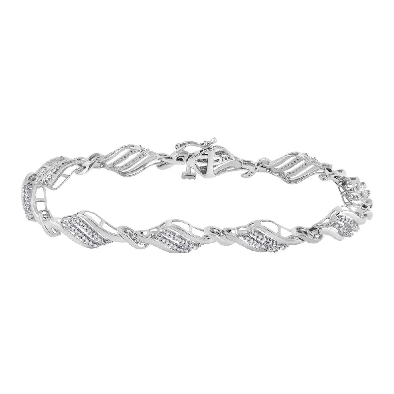 10kt White Gold Womens Round Diamond Fashion Bracelet 1/2 Cttw