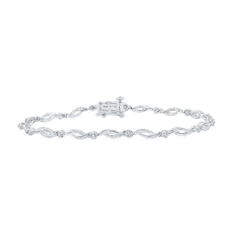 10kt White Gold Womens Round Diamond Fashion Bracelet 1/4 Cttw