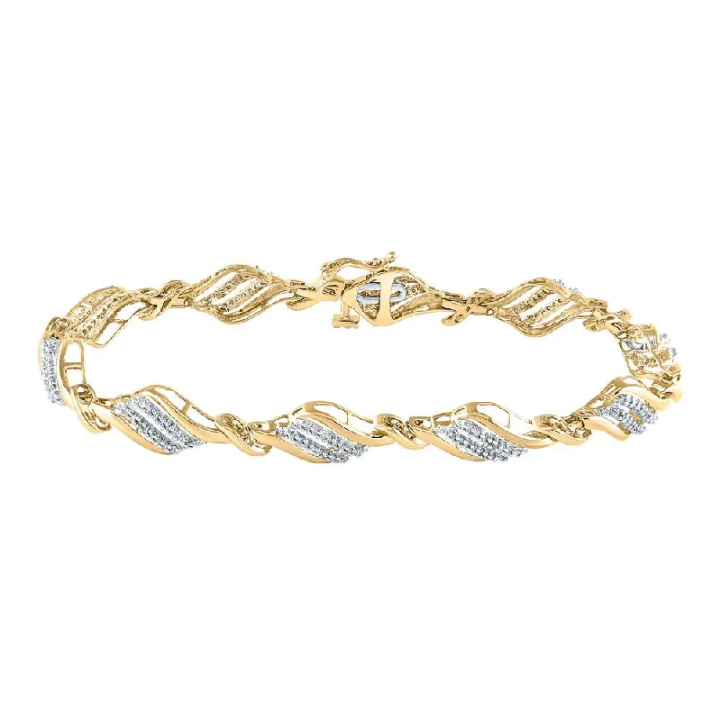 10kt Yellow Gold Womens Round Diamond Fashion Bracelet 1/2 Cttw