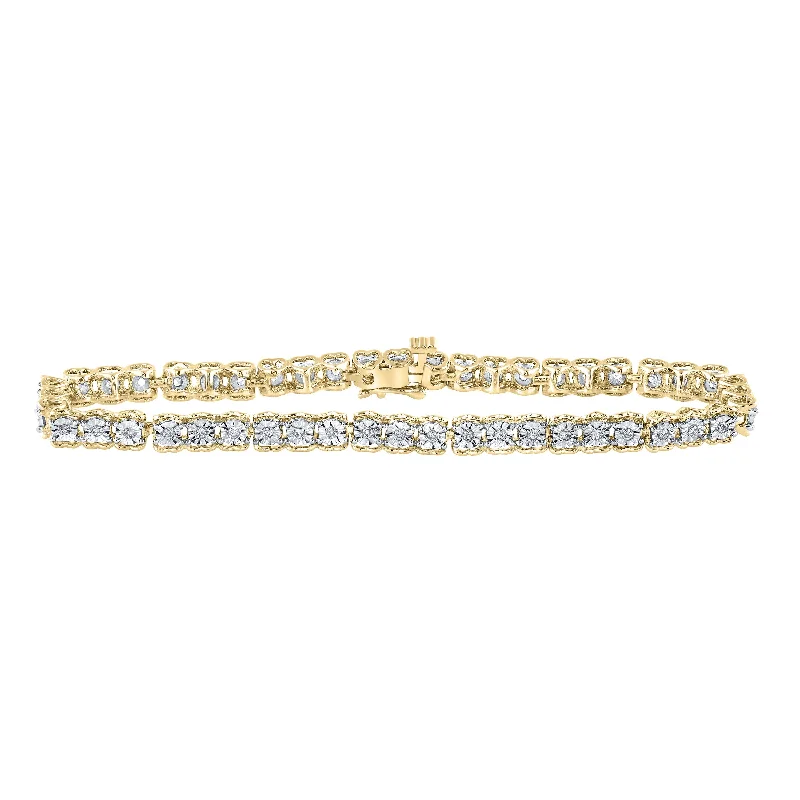 10kt Yellow Gold Womens Round Diamond Tennis Bracelet 1/2 Cttw