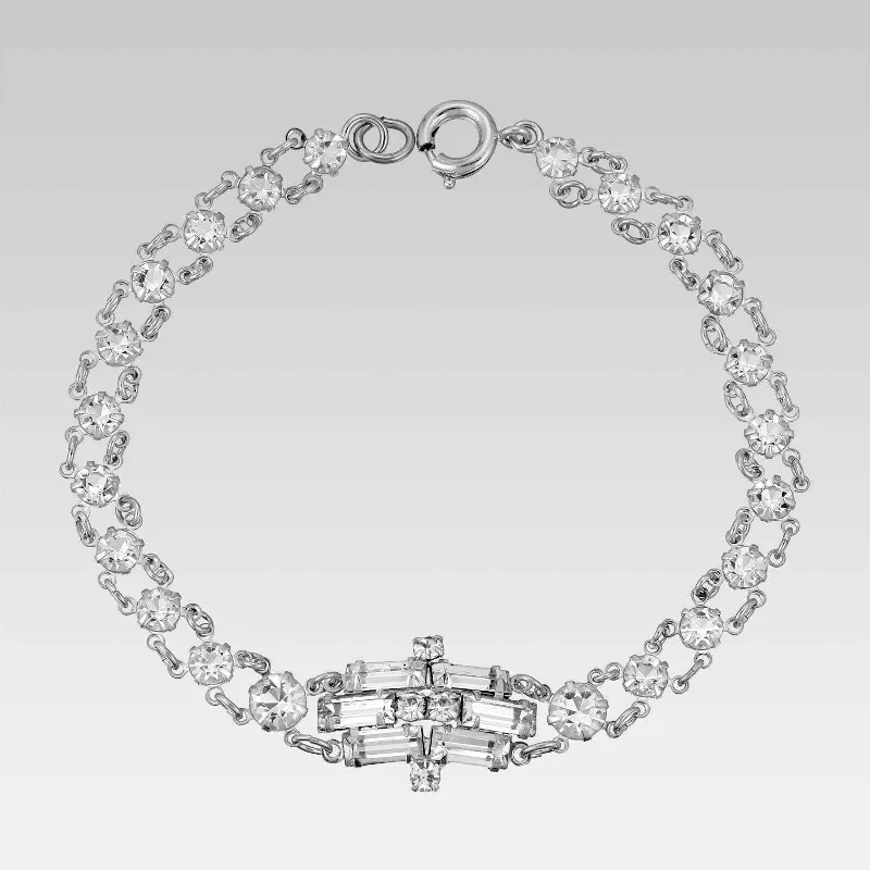 1928 Jewelry Baguette & Round Crystal Austrian Crystal Link Bracelet