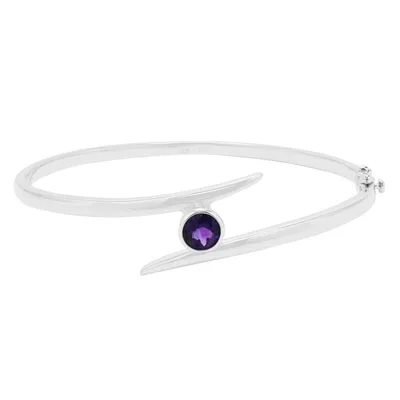 Amethyst Bangle Bracelet in Sterling Silver