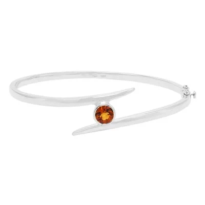 Citrine Bezel Bangle Bracelet in Sterling Silver