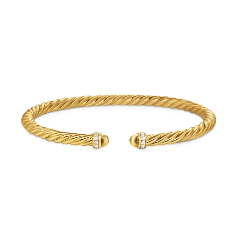 Cablespira® Flex Bracelet 18K Yellow Gold with Gold Domes and Diamonds, 4mm