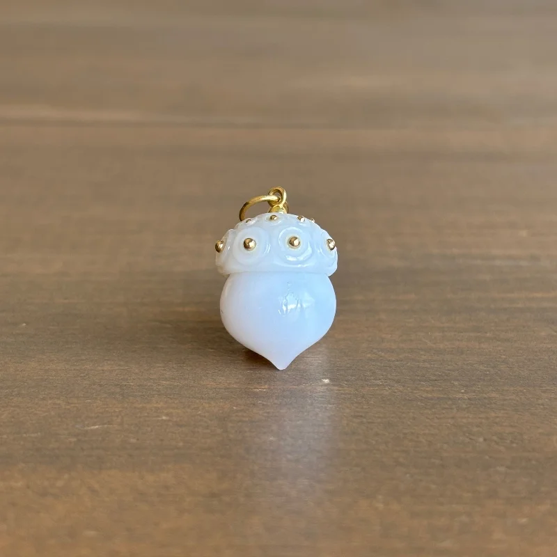 Hand Carved Chalcedony Acorn Pendant