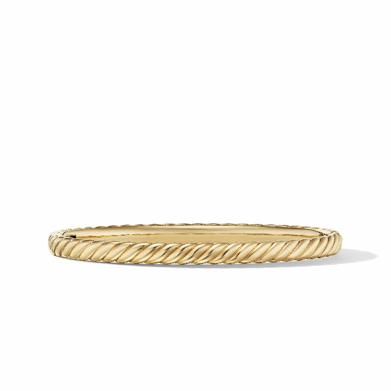 Sculpted Cable Bangle Bracelet 18K Yellow Gold, 4.6mm