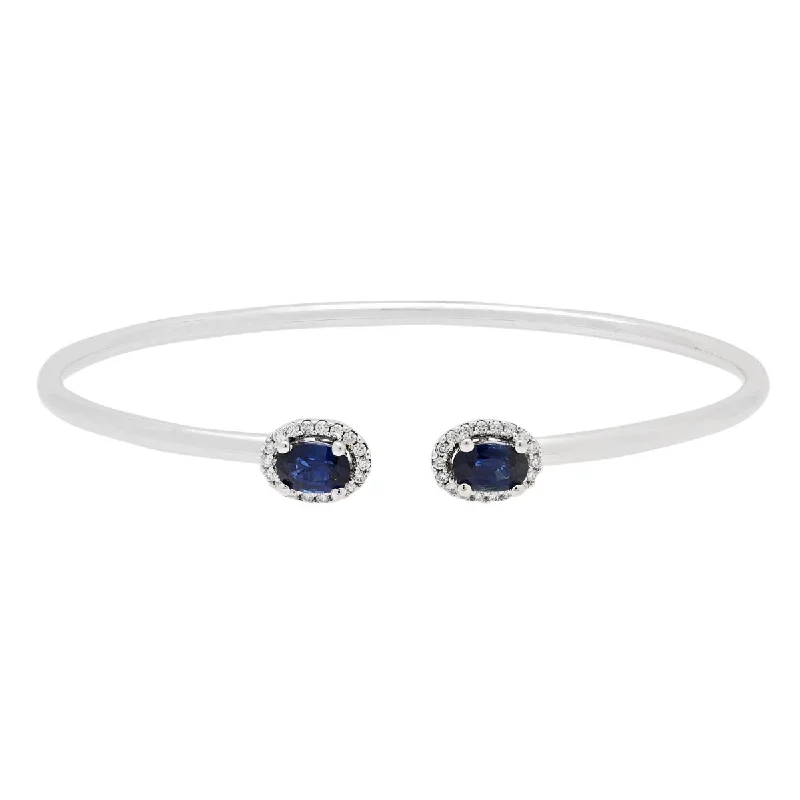 Oval Sapphire Bangle Bracelet with Diamonds (1/5ct tw)