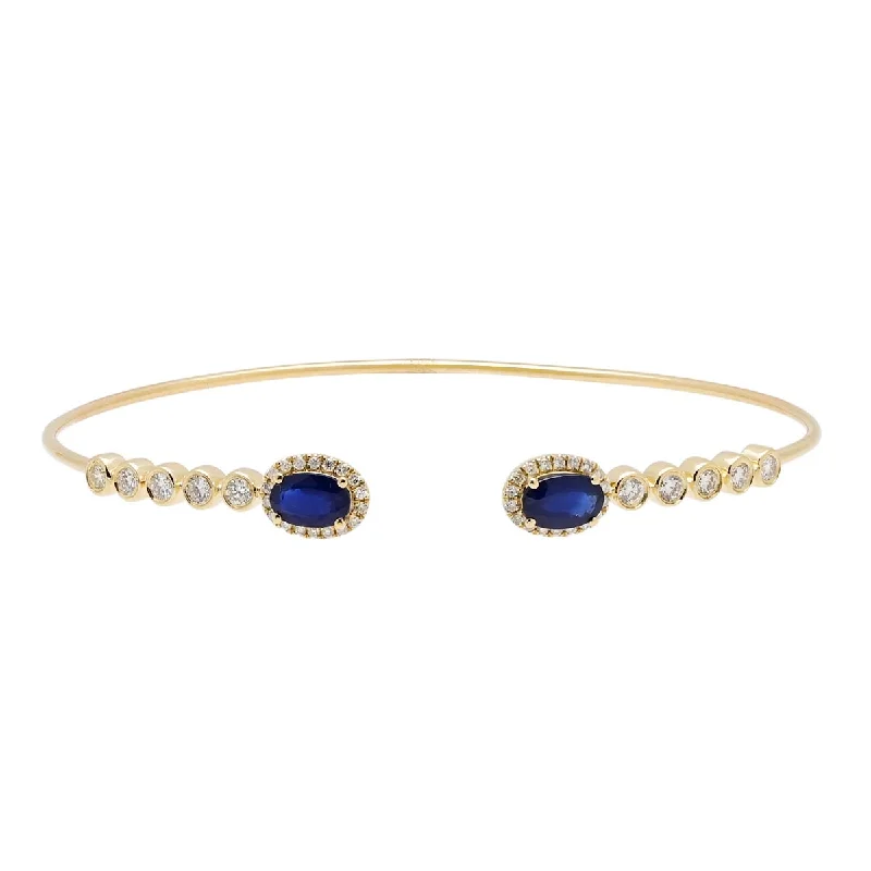 Oval Sapphire Bangle in 14kt Yellow Gold with Diamonds (1/2ct tw)