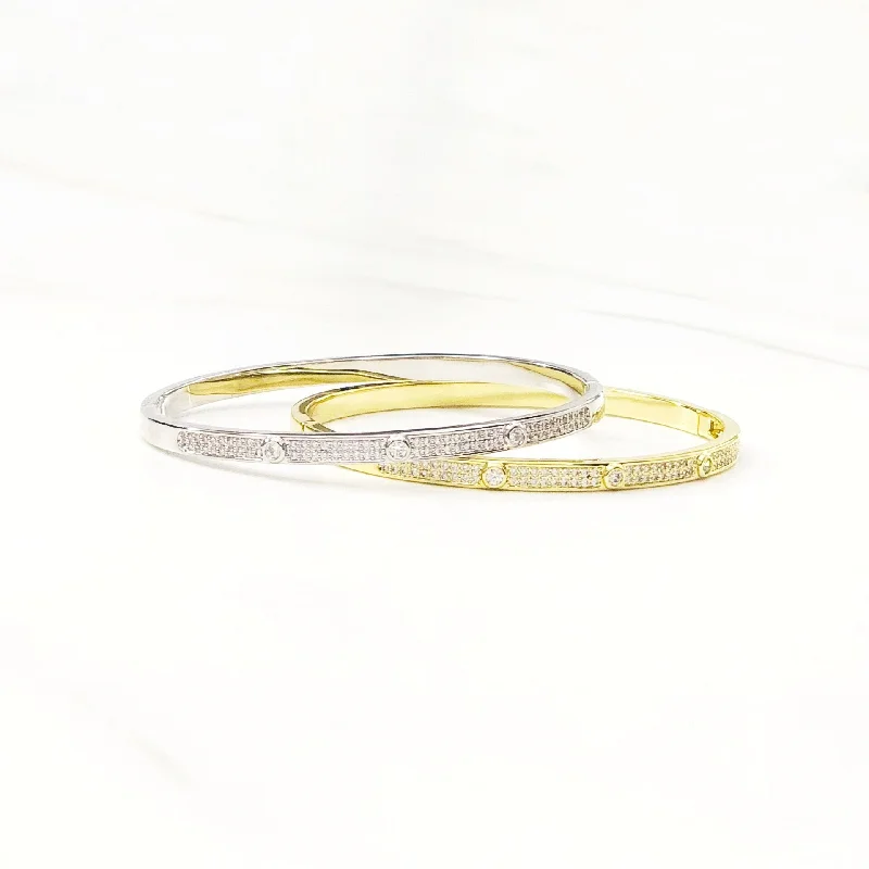 Pave Bezel Bangle Bracelet