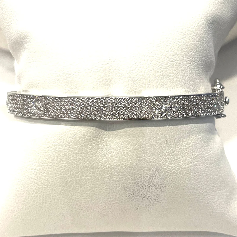 Sterling Silver CZ Pave Bangle