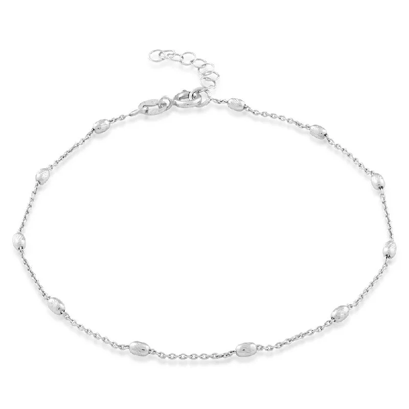 SS Dia Cut Small Oval Beads Anklet