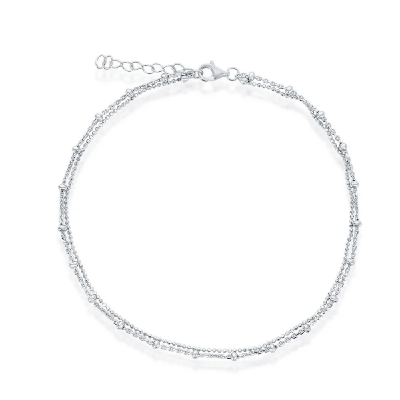 SS Double Strand Beaded Anklet