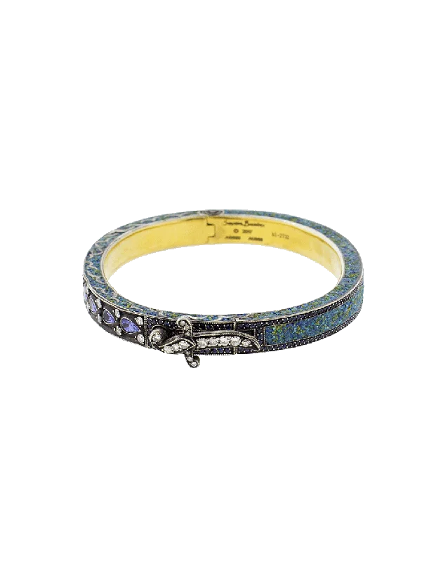 Tanzanite & Diamond Hinged Bangle