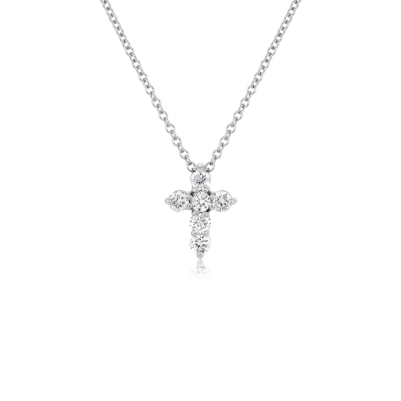 Tiny Diamond Cross Pendant Necklace