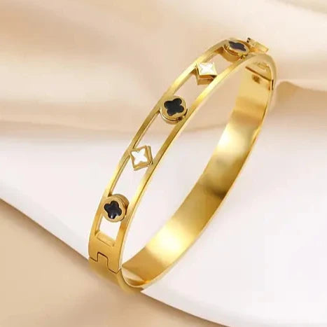 Two-Tone Clover Bangle