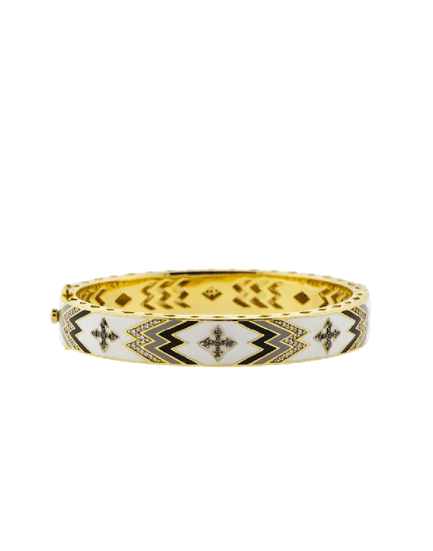 White Enamel Cross Bangle